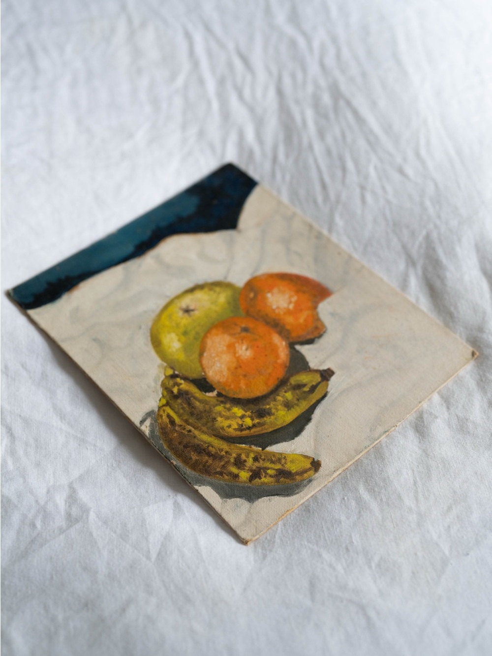 Vintage Fruit Still Life Painting - Orange, Yellow, Green, Brown